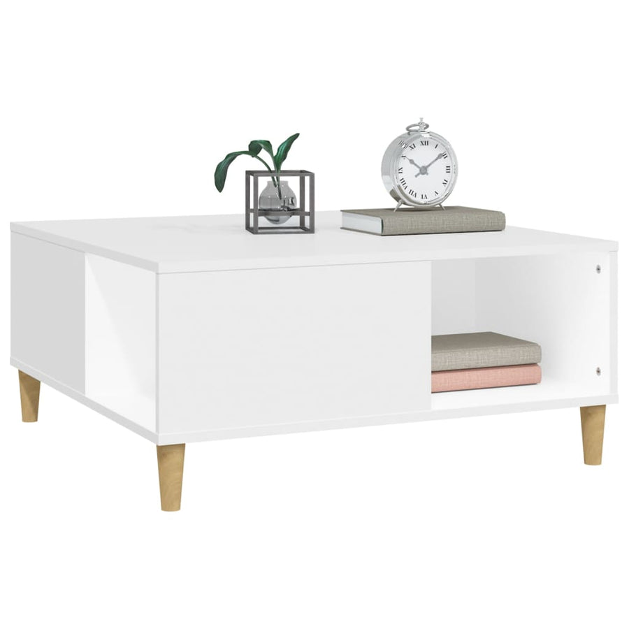 Salontafel 80X80X36,5 Cm Bewerkt Hout Wit