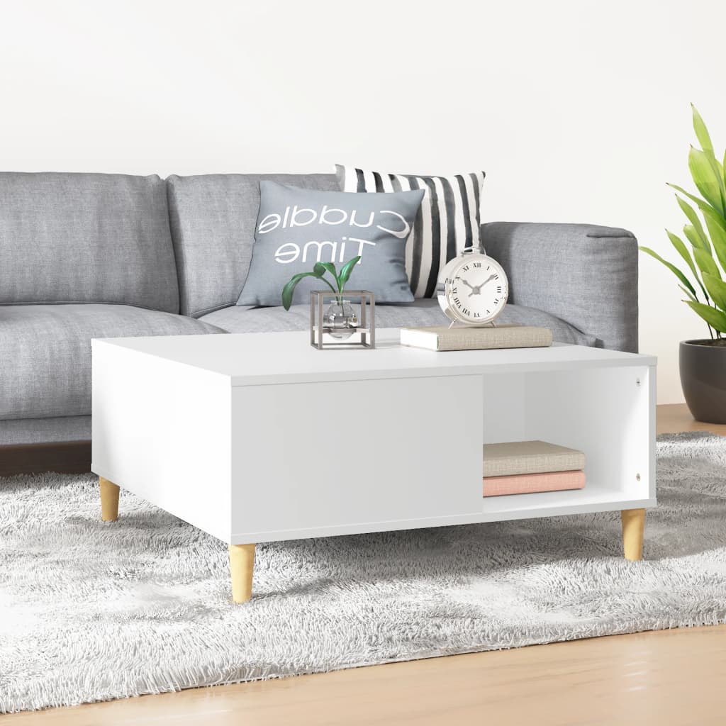 Salontafel 80X80X36,5 Cm Bewerkt Hout Wit
