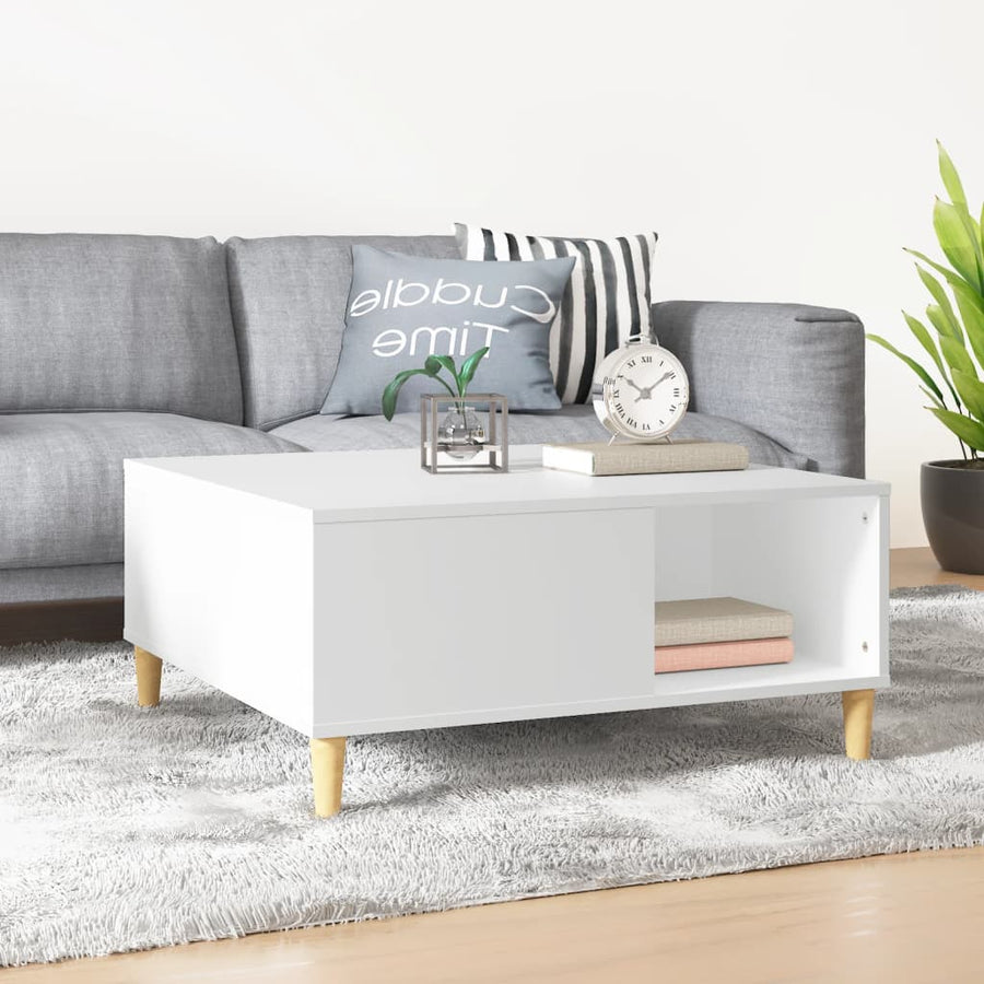Salontafel 80X80X36,5 Cm Bewerkt Hout Wit