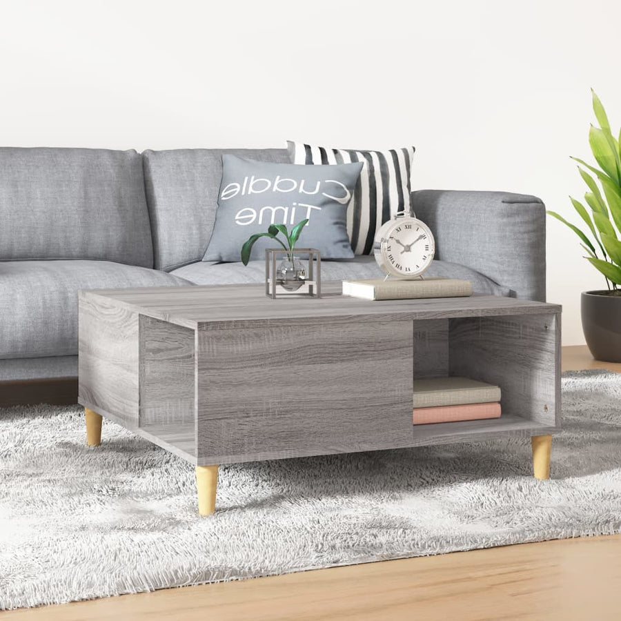 Salontafel 80X80X36,5 Cm Bewerkt Hout Grijs Sonoma Eikenkleurig