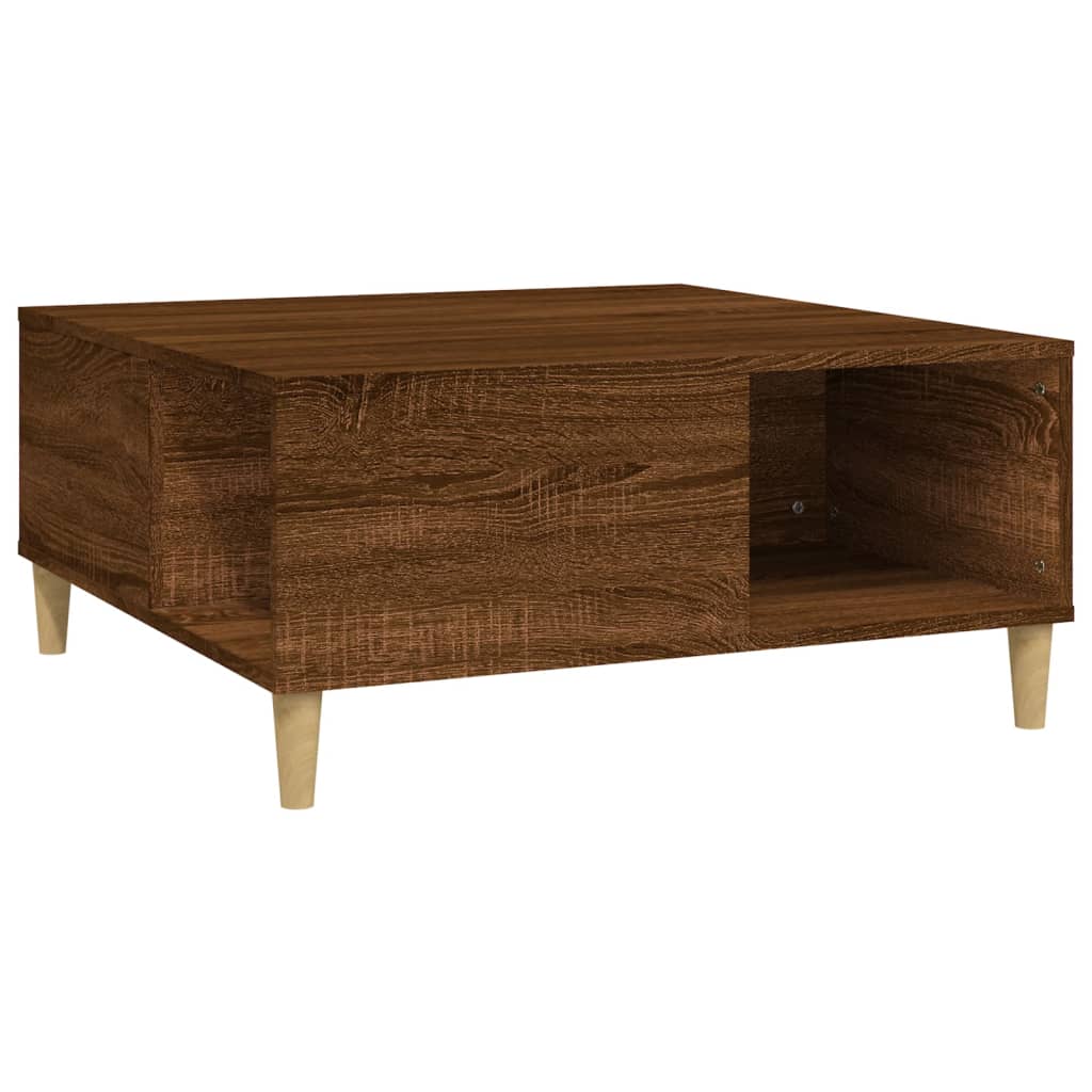 Salontafel 80X80X36,5 Cm Bewerkt Hout Bruin Eikenkleur