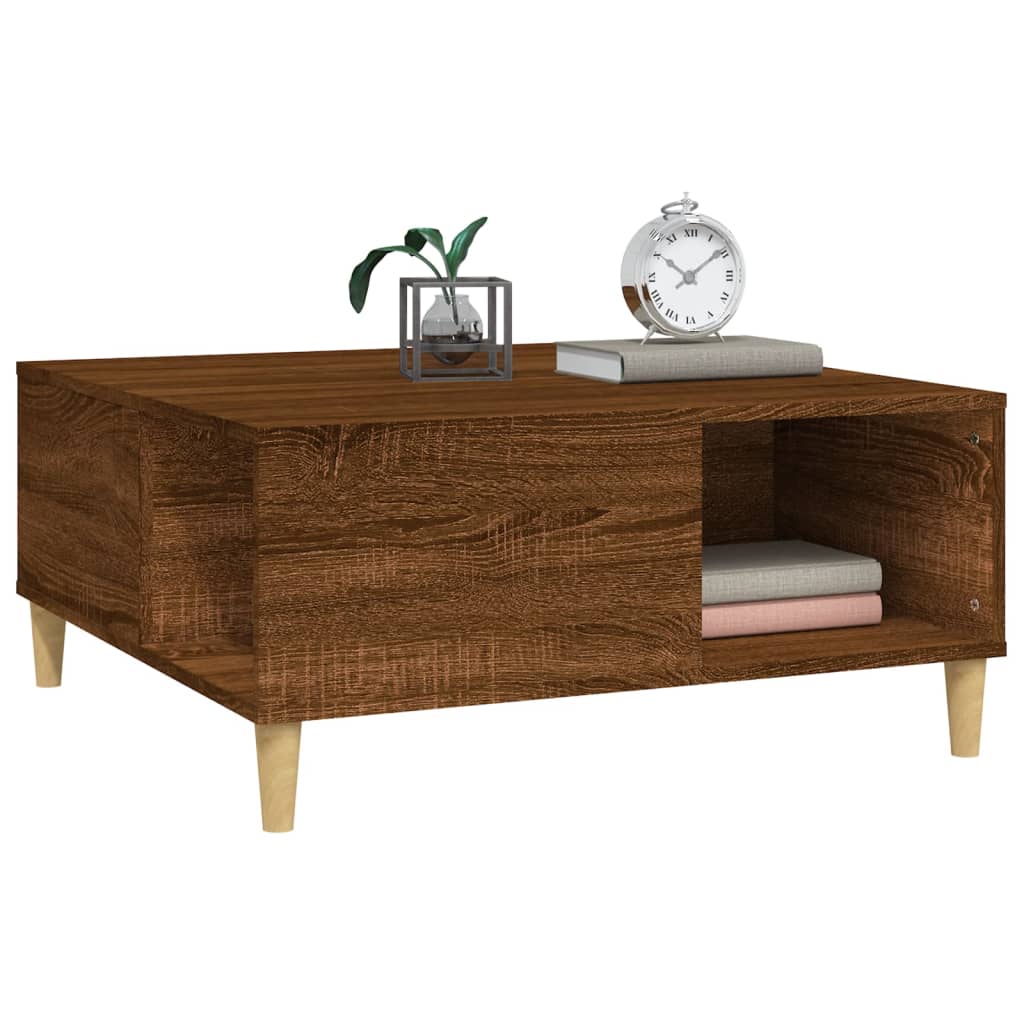 Salontafel 80X80X36,5 Cm Bewerkt Hout Bruin Eikenkleur