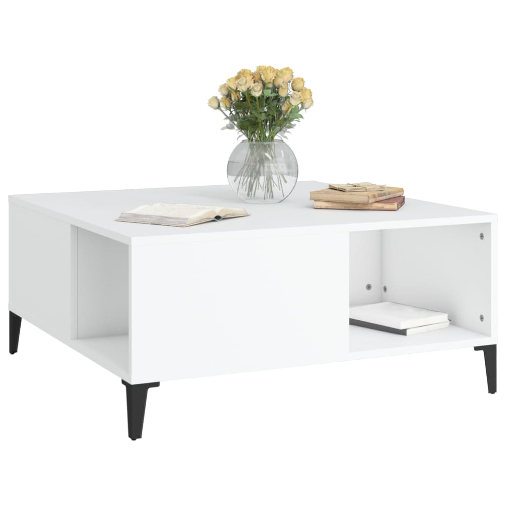 Salontafel 80X80X36,5 Cm Bewerkt Hout Wit