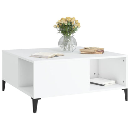 Salontafel 80X80X36,5 Cm Bewerkt Hout Wit