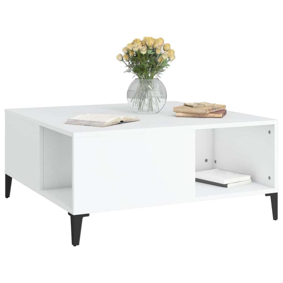 Salontafel 80X80X36,5 Cm Bewerkt Hout Wit