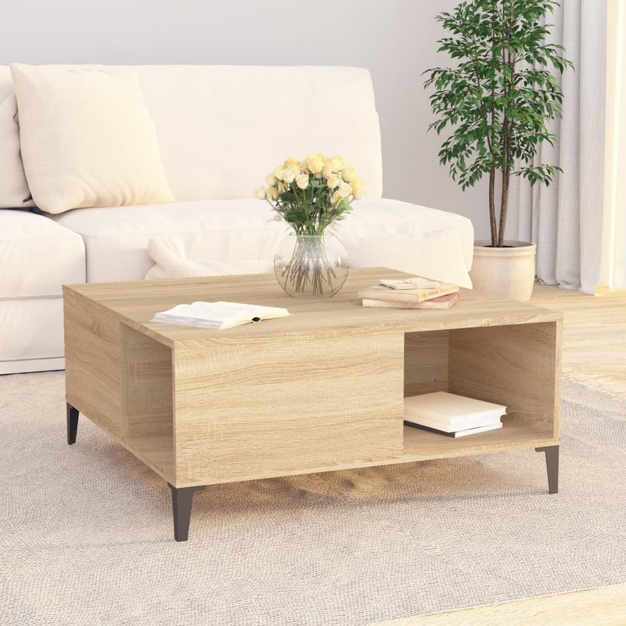 Salontafel 80X80X36,5 Cm Bewerkt Hout Sonoma Eikenkleurig