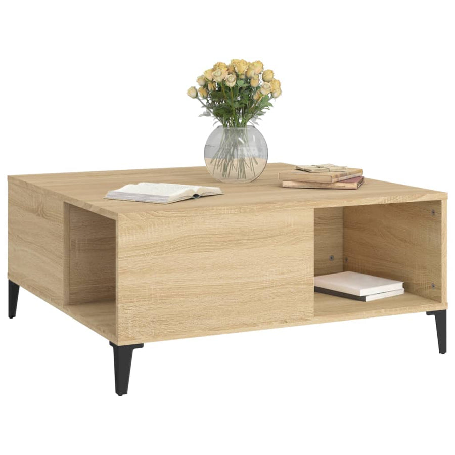 Salontafel 80X80X36,5 Cm Bewerkt Hout Sonoma Eikenkleurig