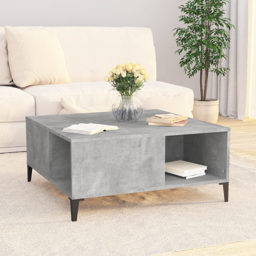Salontafel 80X80X36,5 Cm Bewerkt Hout Betongrijs