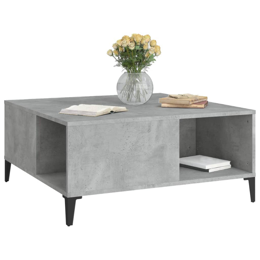 Salontafel 80X80X36,5 Cm Bewerkt Hout Betongrijs