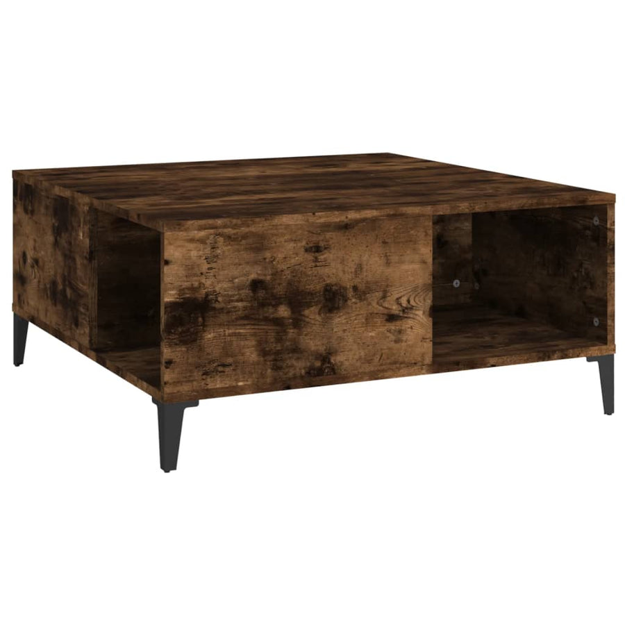 Salontafel 80X80X36,5 Cm Bewerkt Hout Kleurig Gerookt eiken