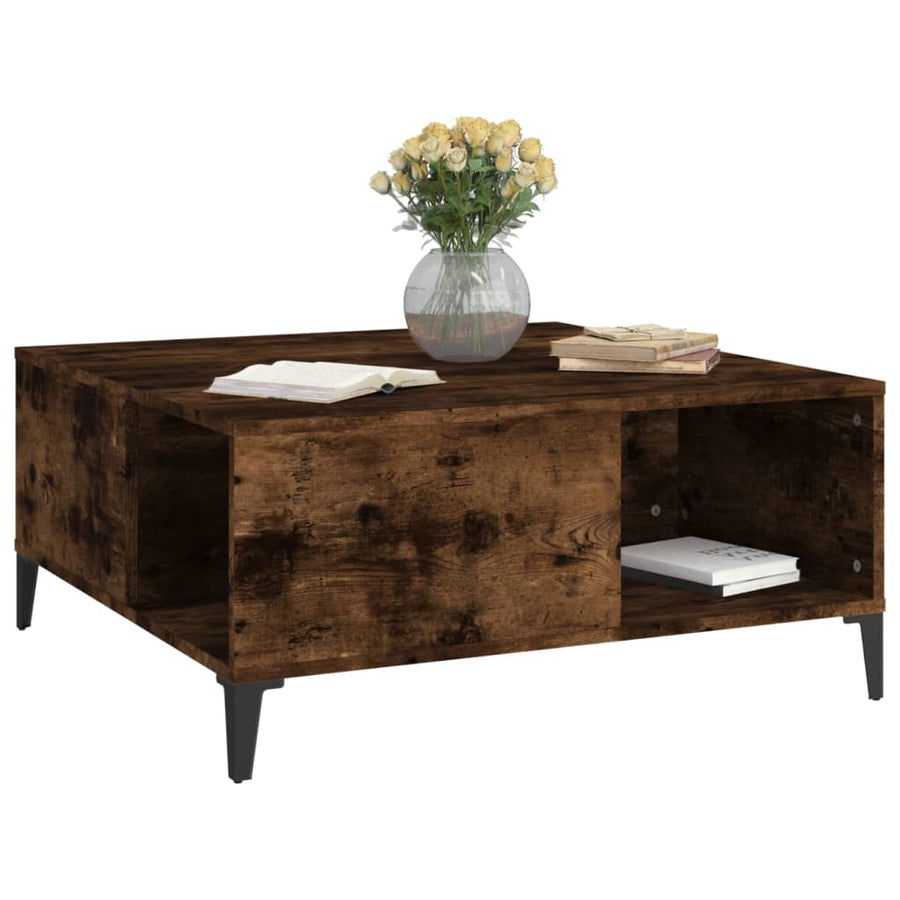 Salontafel 80X80X36,5 Cm Bewerkt Hout Kleurig Gerookt eiken