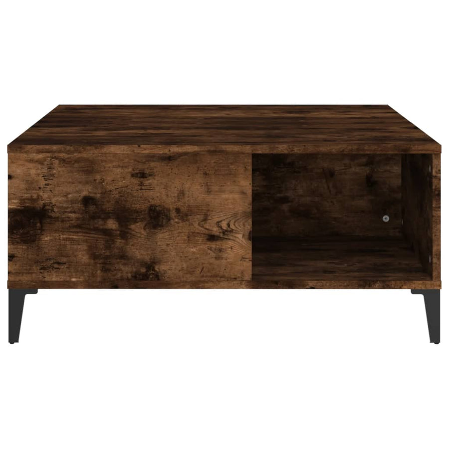 Salontafel 80X80X36,5 Cm Bewerkt Hout Kleurig Gerookt eiken