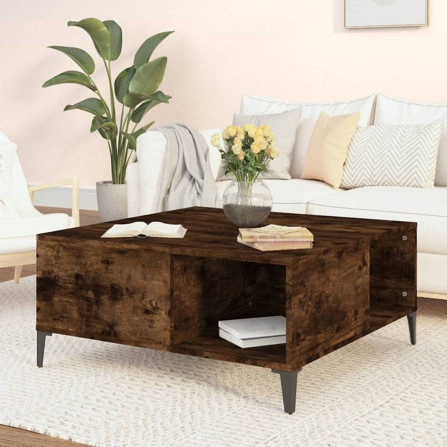 Salontafel 80X80X36,5 Cm Bewerkt Hout Kleurig Gerookt eiken