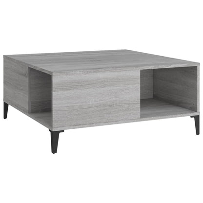 Salontafel 80X80X36,5 Cm Bewerkt Hout Eikenkleurig Grijs sonoma