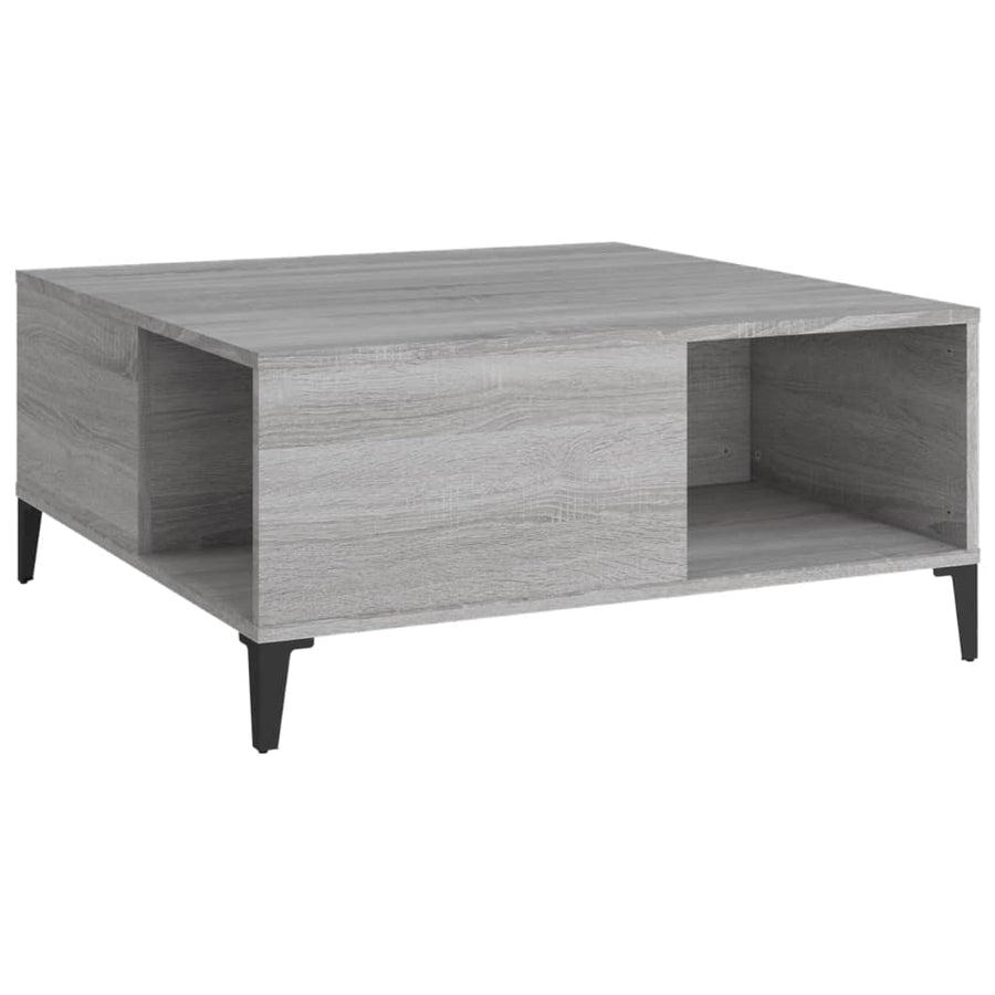 Salontafel 80X80X36,5 Cm Bewerkt Hout Eikenkleurig Grijs sonoma