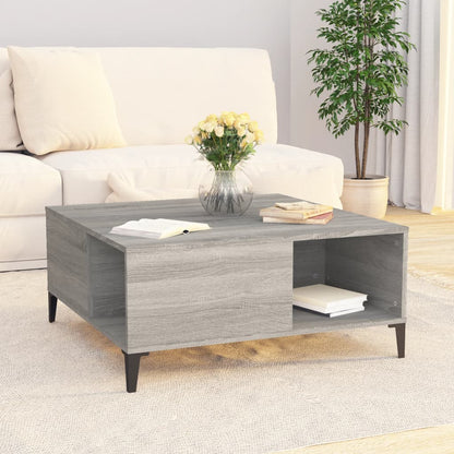 Salontafel 80X80X36,5 Cm Bewerkt Hout Eikenkleurig Grijs sonoma