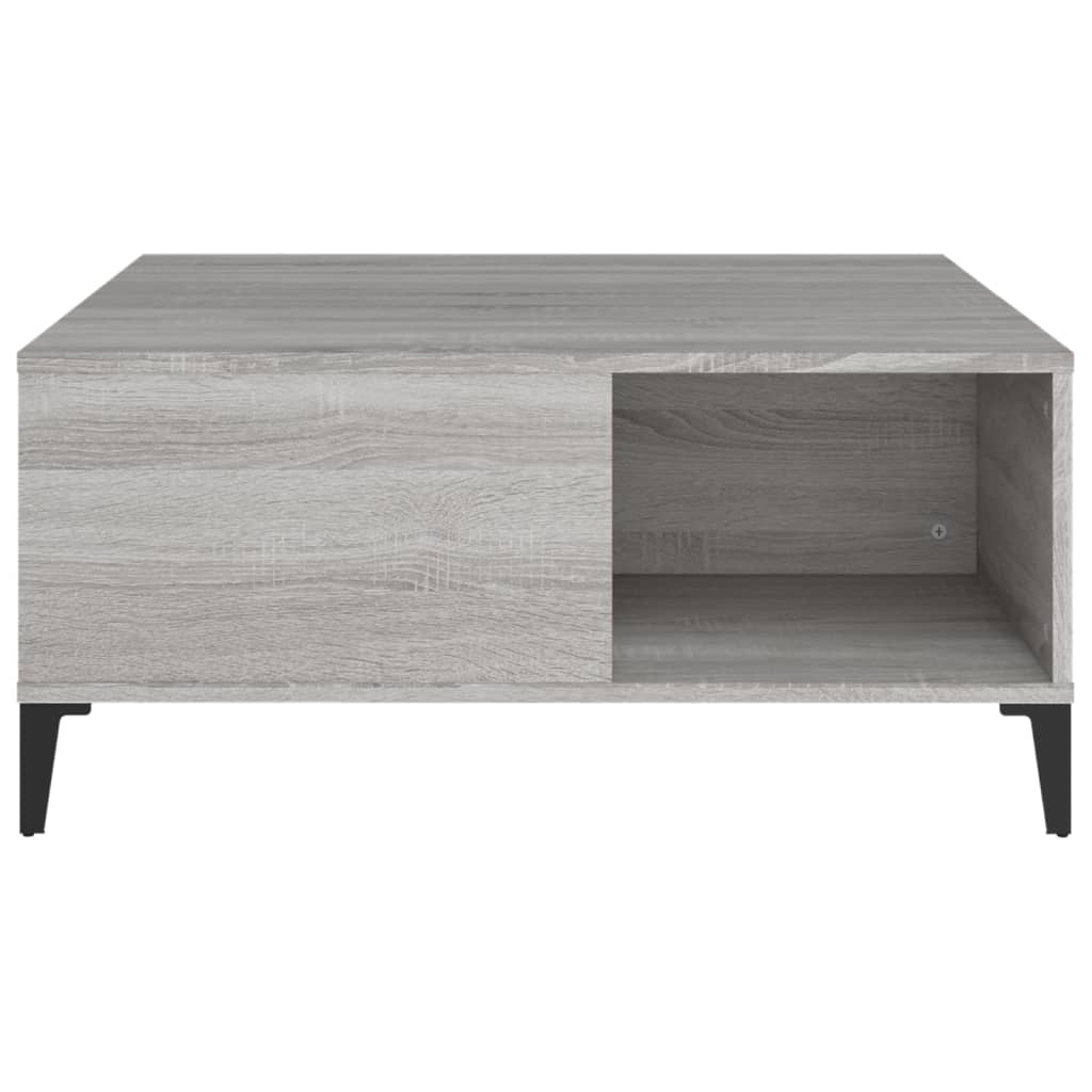 Salontafel 80X80X36,5 Cm Bewerkt Hout Eikenkleurig Grijs sonoma