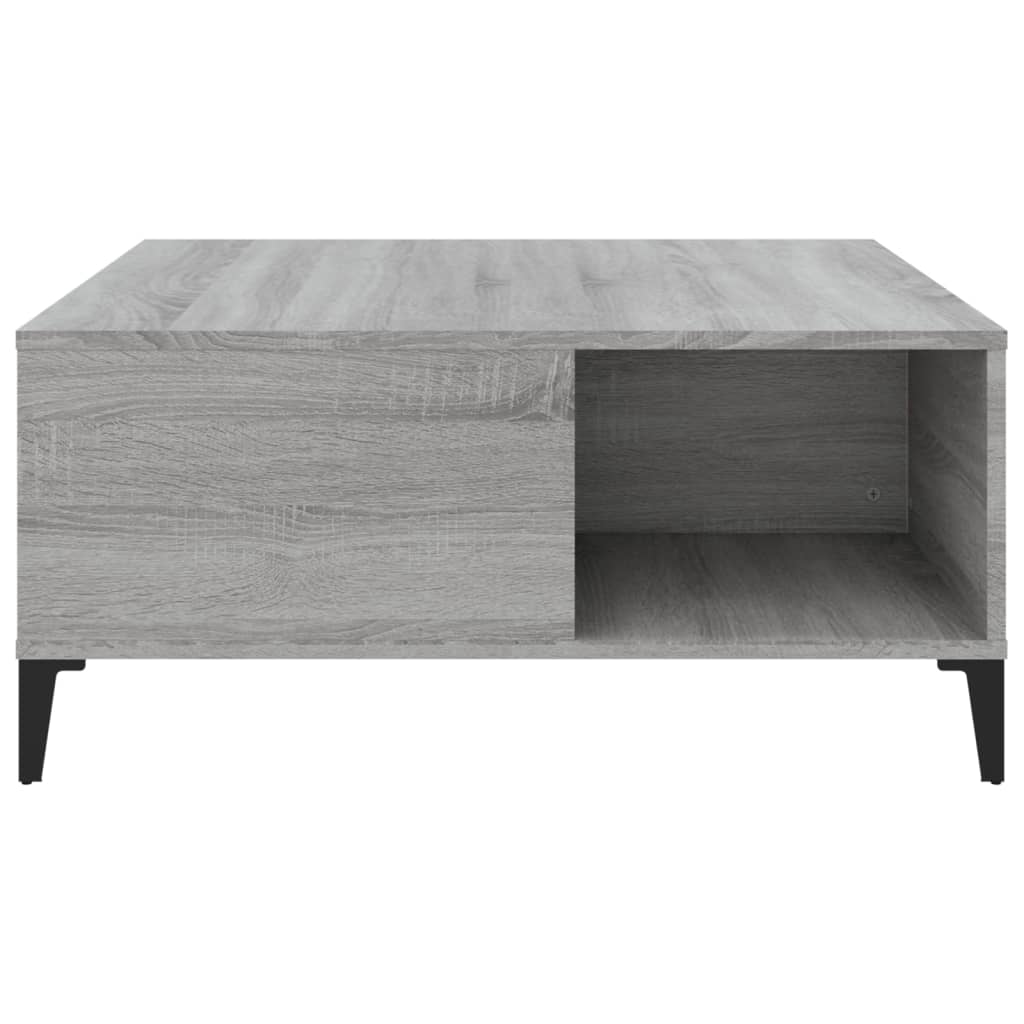 Salontafel 80X80X36,5 Cm Bewerkt Hout Eikenkleurig Grijs sonoma