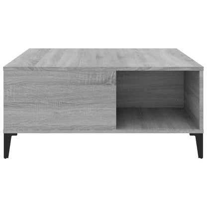 Salontafel 80X80X36,5 Cm Bewerkt Hout Eikenkleurig Grijs sonoma