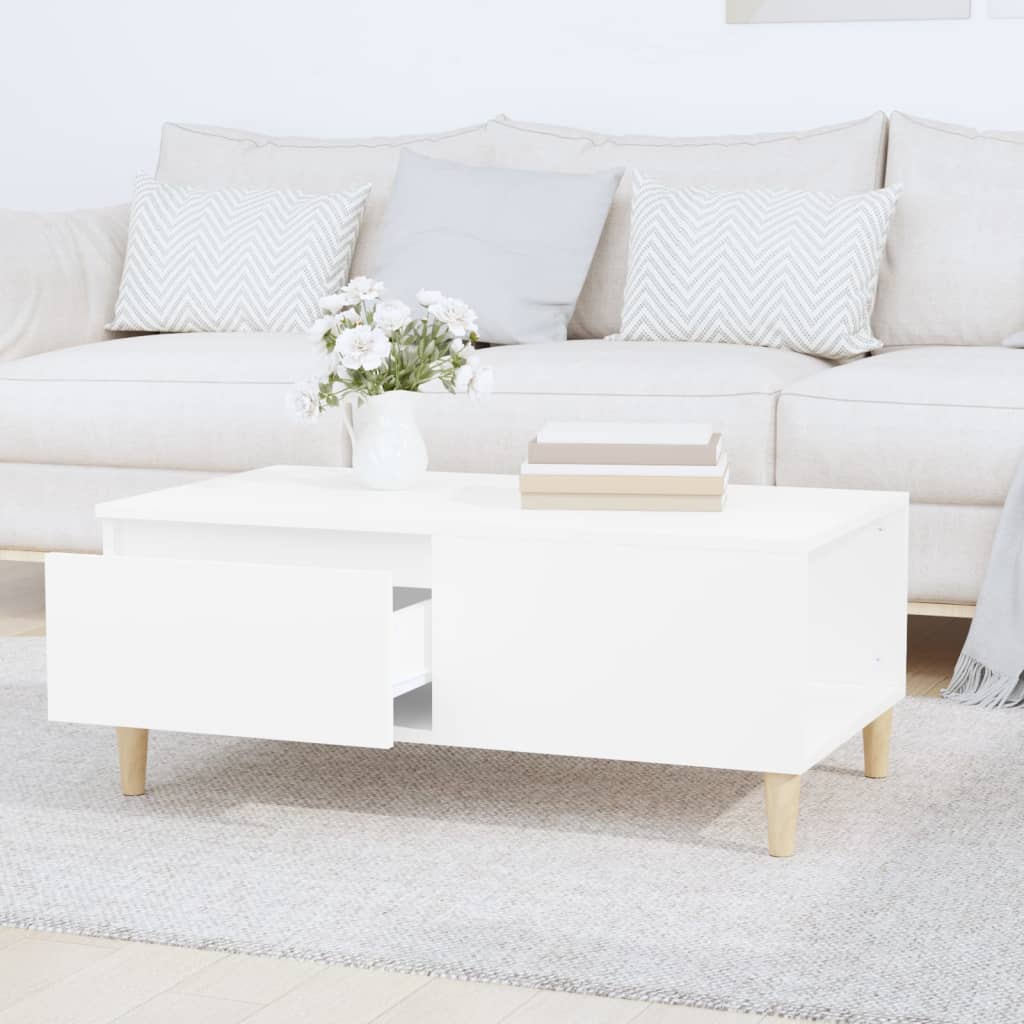 Salontafel 90X50X36,5 Cm Bewerkt Hout Wit