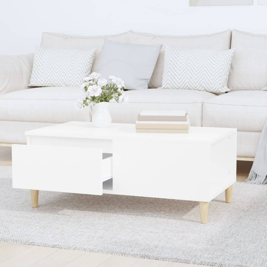 Salontafel 90X50X36,5 Cm Bewerkt Hout Wit