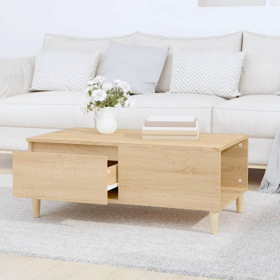 Salontafel 90X50X36,5 Cm Bewerkt Hout Kleurig Sonoma eiken