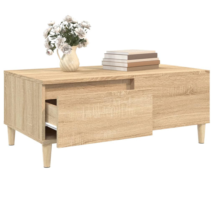 Salontafel 90X50X36,5 Cm Bewerkt Hout Kleurig Sonoma eiken