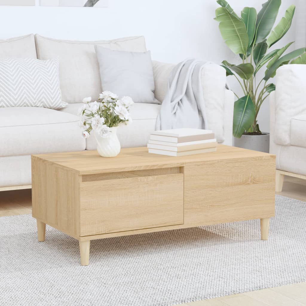Salontafel 90X50X36,5 Cm Bewerkt Hout Kleurig Sonoma eiken