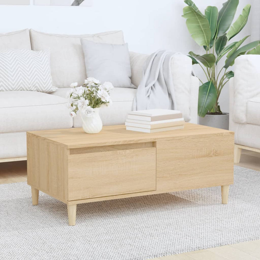 Salontafel 90X50X36,5 Cm Bewerkt Hout Kleurig Sonoma eiken