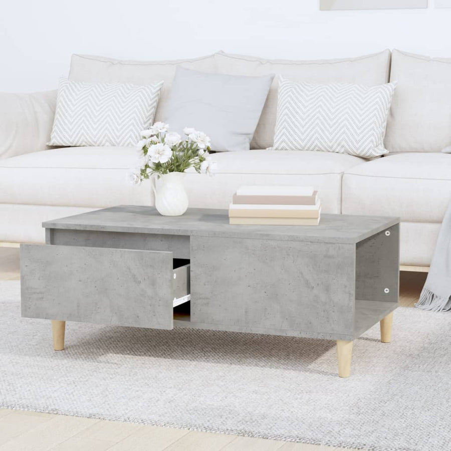 Salontafel 90X50X36,5 Cm Bewerkt Hout Betongrijs