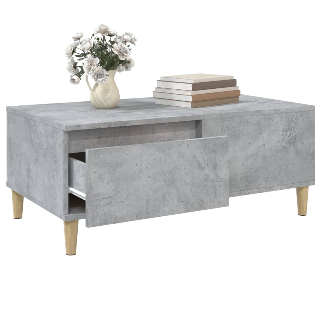 Salontafel 90X50X36,5 Cm Bewerkt Hout Betongrijs