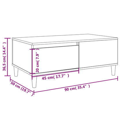 Salontafel 90X50X36,5 Cm Bewerkt Hout Betongrijs