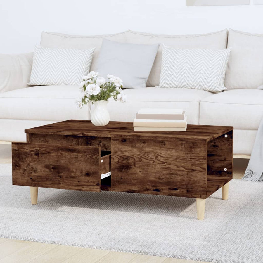 Salontafel 90X50X36,5 Cm Bewerkt Hout Kleurig Gerookt eiken
