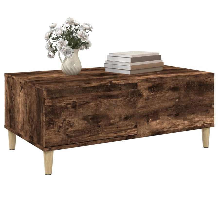 Salontafel 90X50X36,5 Cm Bewerkt Hout Kleurig Gerookt eiken