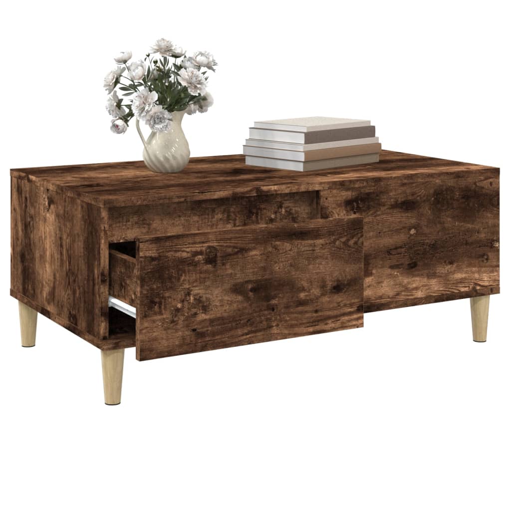 Salontafel 90X50X36,5 Cm Bewerkt Hout Kleurig Gerookt eiken