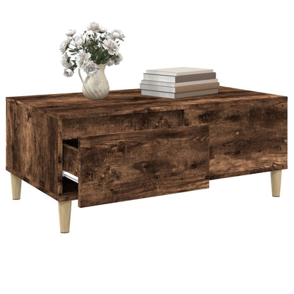 Salontafel 90X50X36,5 Cm Bewerkt Hout Kleurig Gerookt eiken