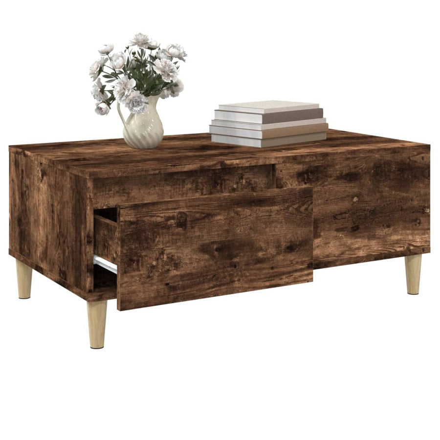 Salontafel 90X50X36,5 Cm Bewerkt Hout Kleurig Gerookt eiken