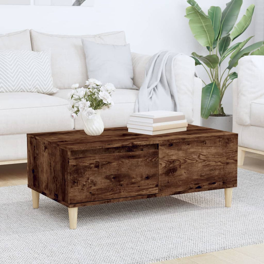 Salontafel 90X50X36,5 Cm Bewerkt Hout Kleurig Gerookt eiken