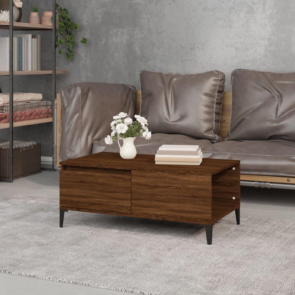 Salontafel 90x50x36,5 cm bewerkt hout bruin eikenkleur