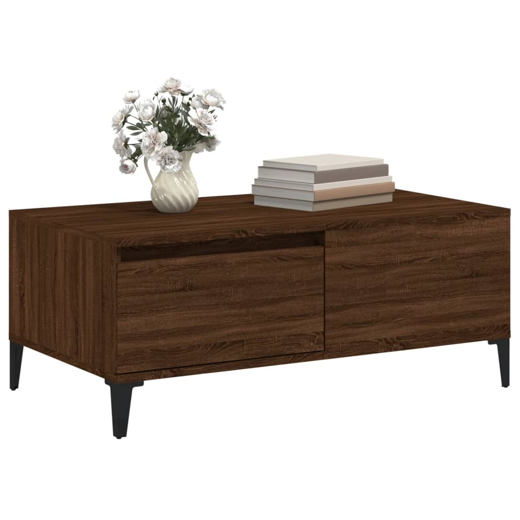 Salontafel 90x50x36,5 cm bewerkt hout bruin eikenkleur