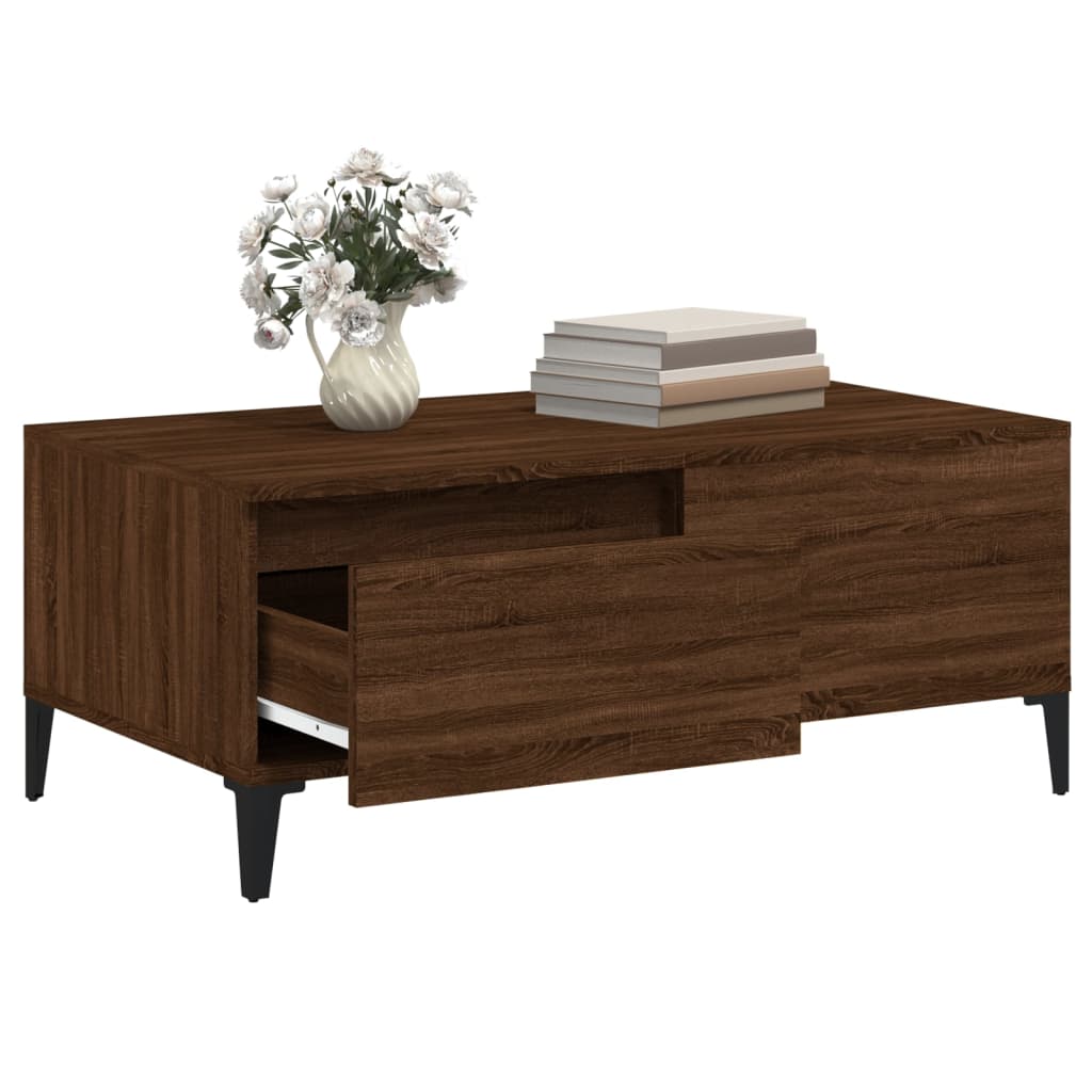 Salontafel 90x50x36,5 cm bewerkt hout bruin eikenkleur