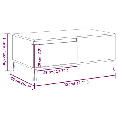Salontafel 90x50x36,5 cm bewerkt hout bruin eikenkleur