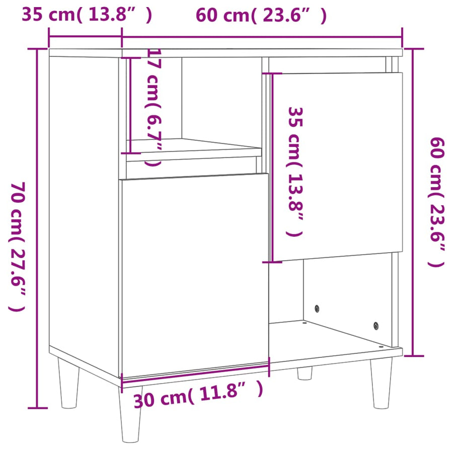 Dressoir 60X35X70 Cm Bewerkt Hout Betongrijs