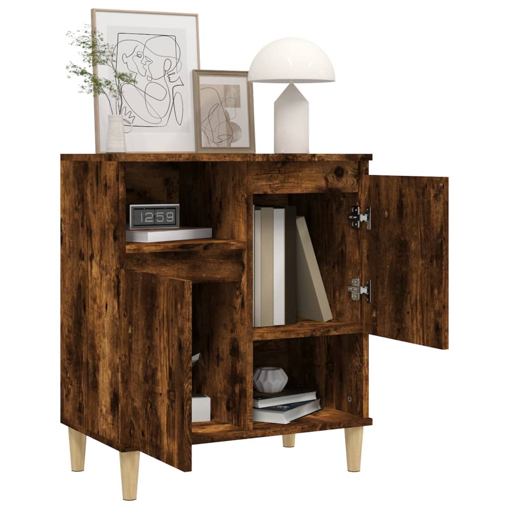 Dressoir 60X35X70 Cm Bewerkt Hout Gerookt Eikenkleurig