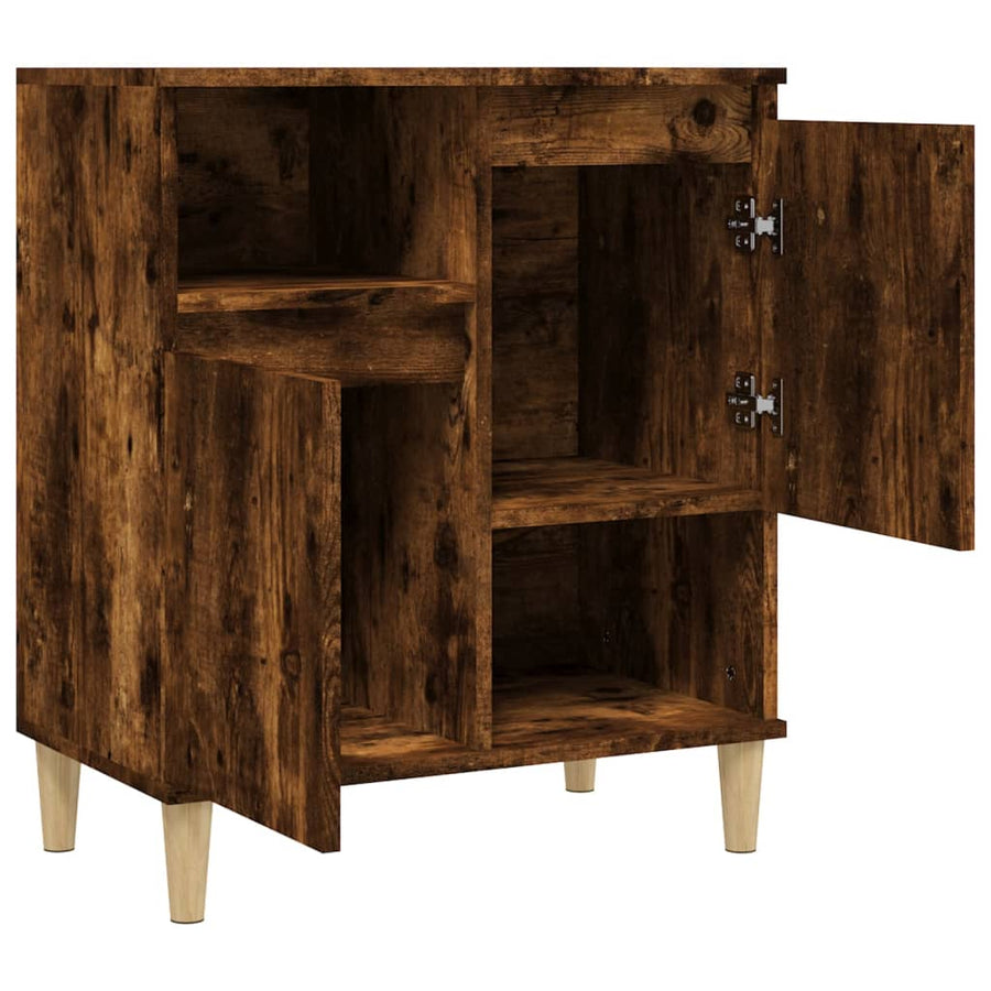 Dressoir 60X35X70 Cm Bewerkt Hout Gerookt Eikenkleurig