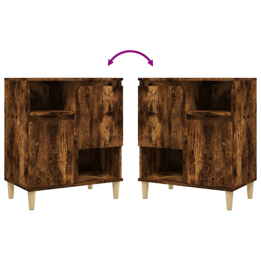 Dressoir 60X35X70 Cm Bewerkt Hout Gerookt Eikenkleurig