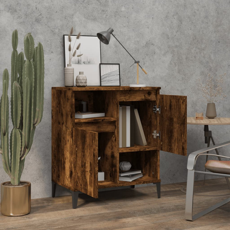 Dressoir 60X35X70 Cm Bewerkt Hout Kleurig Gerookt eiken