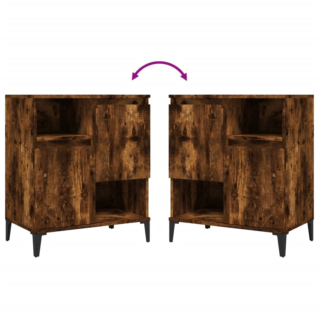 Dressoir 60X35X70 Cm Bewerkt Hout Kleurig Gerookt eiken