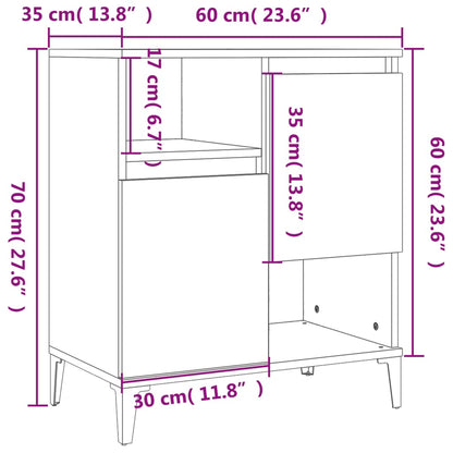 Dressoir 60X35X70 Cm Bewerkt Hout Kleurig Gerookt eiken