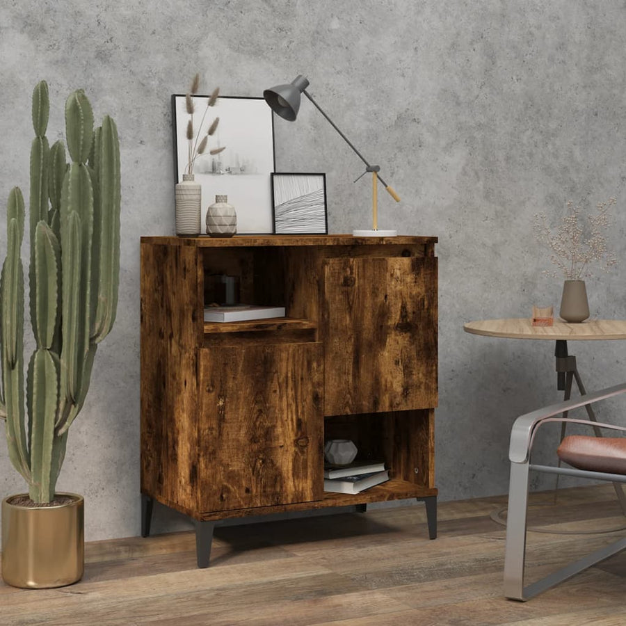 Dressoir 60X35X70 Cm Bewerkt Hout Kleurig Gerookt eiken